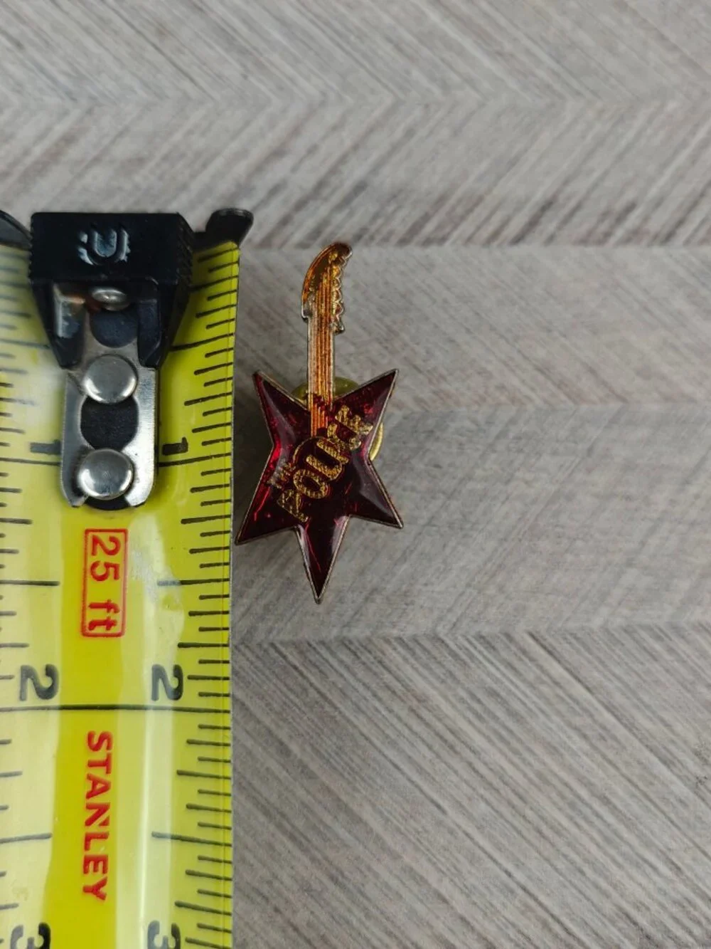 Vintage The Police Star Guitar Lapel Pin Red & Gold Enamel Collectible
